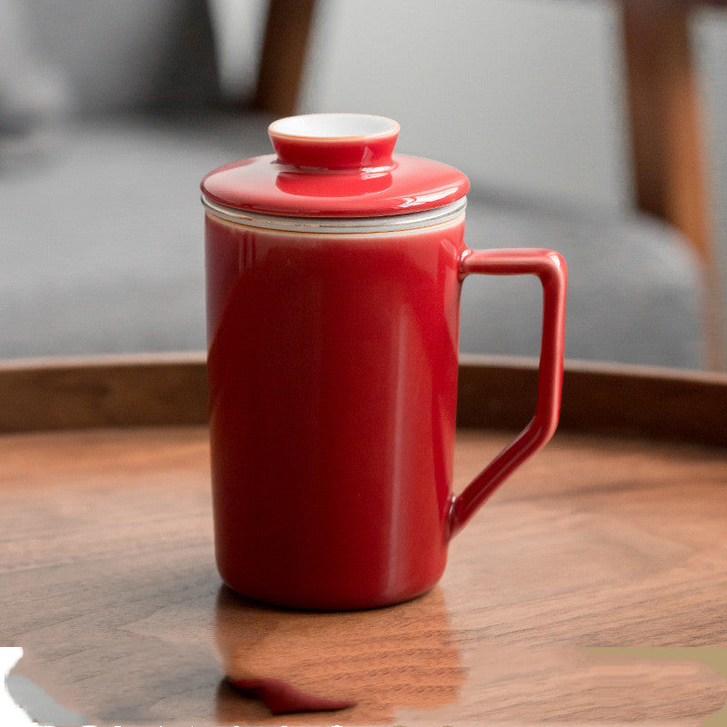 Mug With Lid Ceramic Cup Filter Tea Cup