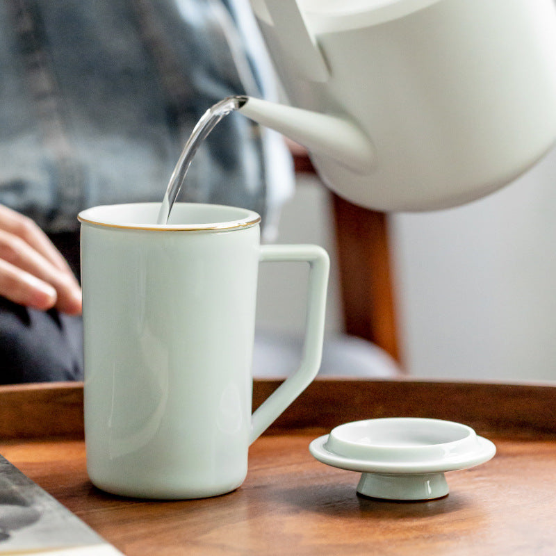 Mug With Lid Ceramic Cup Filter Tea Cup