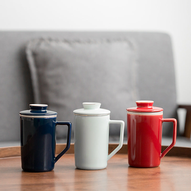 Mug With Lid Ceramic Cup Filter Tea Cup