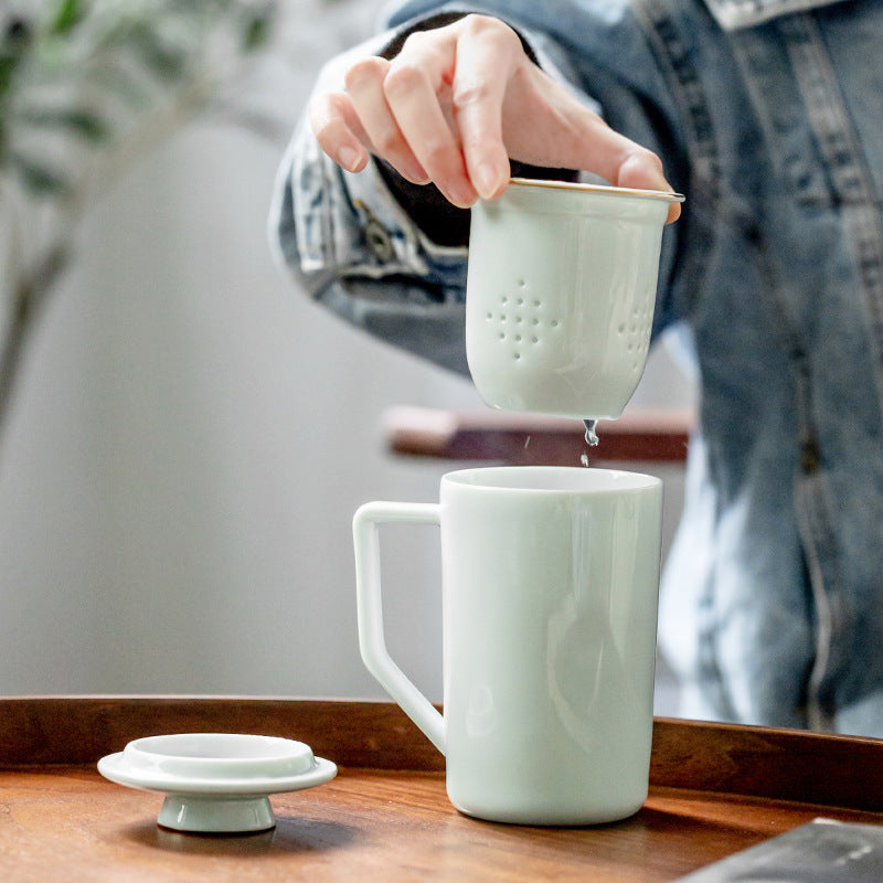 Mug With Lid Ceramic Cup Filter Tea Cup