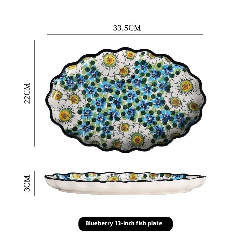 Hand-painted Ceramic Bowl Household Noodle Bowl Creative High-looking Bowls And Plates Tableware