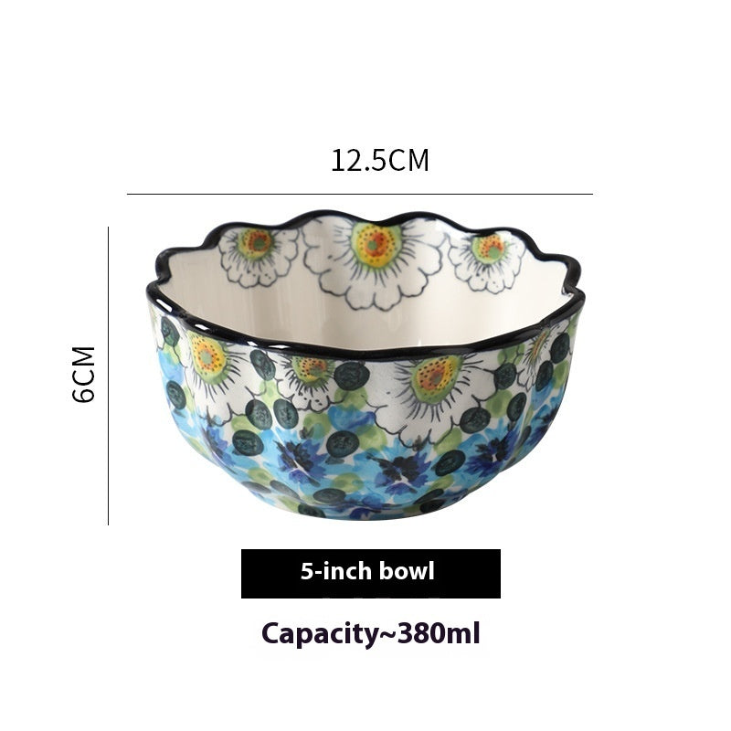 Hand-painted Ceramic Bowl Household Noodle Bowl Creative High-looking Bowls And Plates Tableware