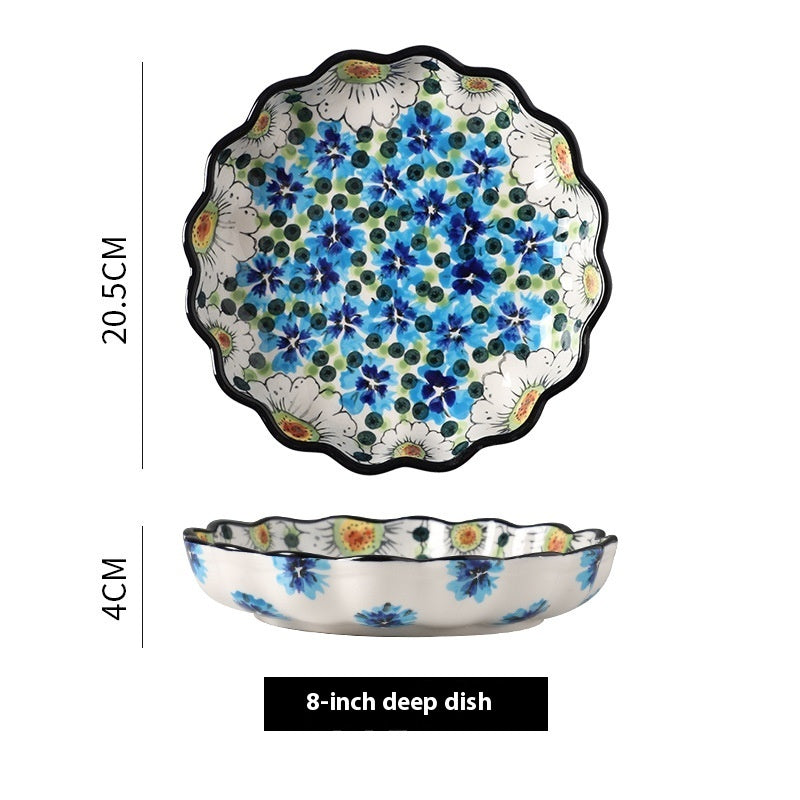 Hand-painted Ceramic Bowl Household Noodle Bowl Creative High-looking Bowls And Plates Tableware