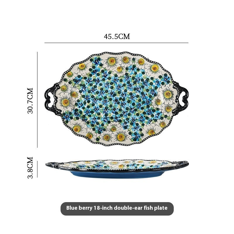 Hand-painted Ceramic Bowl Household Noodle Bowl Creative High-looking Bowls And Plates Tableware