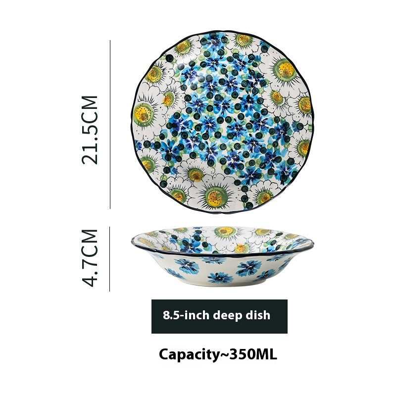 Hand-painted Ceramic Bowl Household Noodle Bowl Creative High-looking Bowls And Plates Tableware